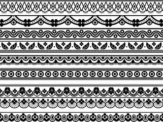 lace ornaments set vector on black colour