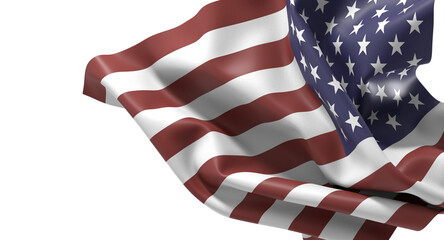 Obraz premium Waving American Flag Isolated on White Background