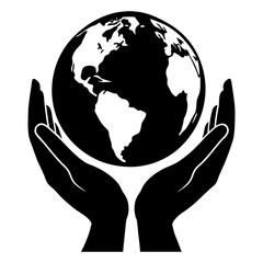 Hands Holding Globe vector silhouette