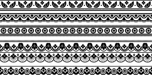 lace ornaments set vector on black colour