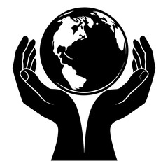 Hands Holding Globe vector silhouette