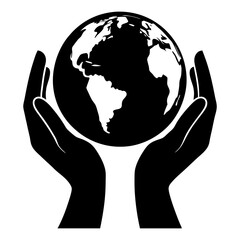 Hands Holding Globe vector silhouette