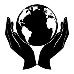 Hands Holding Globe vector silhouette