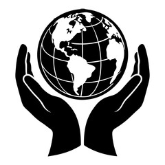 Hands Holding Globe vector silhouette