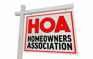 HOA Homeowners Association House For Sale Sign Buy Sell 3d Illustration