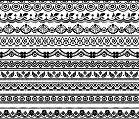 lace ornaments set vector on black colour