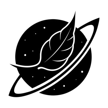 Planet in a Leaf vector silhouette