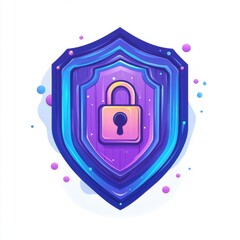 A colorful shield emblem featuring a padlock, symbolizing security and protection.