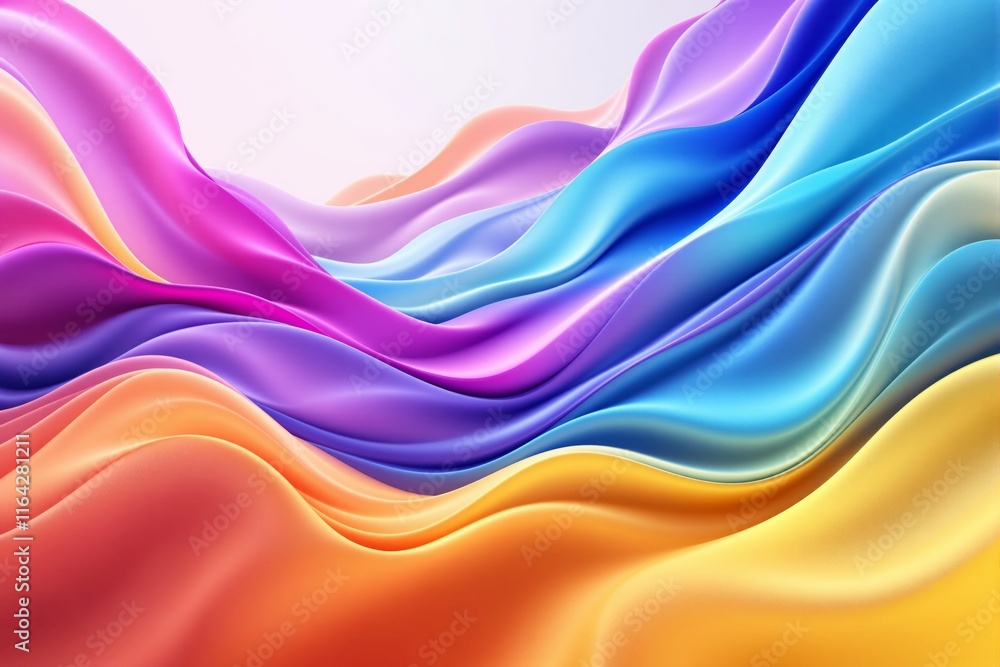 Aufkleber abstract colorful flowing waves with smooth texture on light gradient background.