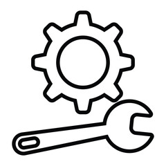 Gear, Repair Tools, and Configuration Settings Icon - Editable Vector Design