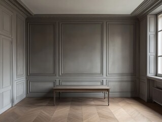 Elegant Room Interior With Table And Wood Flooring