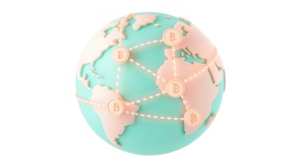 A stylized globe with interconnected continents, depicting a network, possibly symbolizing global communication or digital connectivity.