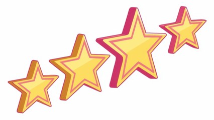A colorful illustration of four stars in varying sizes, showcasing a vibrant design that emphasizes rating and achievement.
