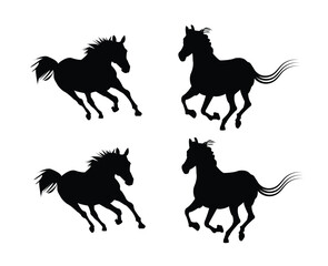 set of horse silhouettes