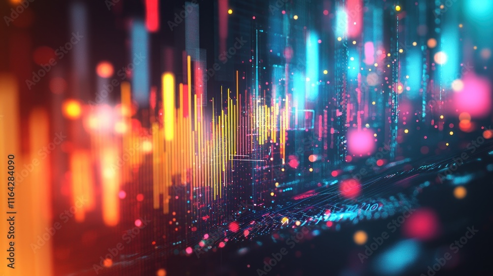 Aufkleber abstract digital data visualization: neon hues and dynamic patterns