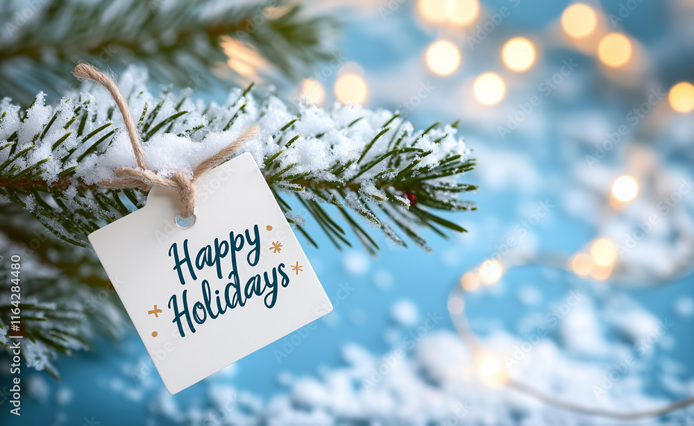 Poster frosted pine branch with a 
