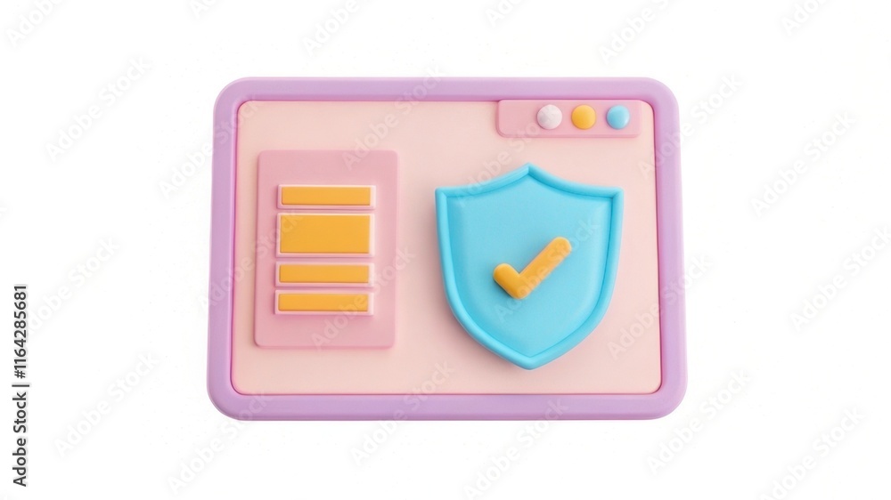 Aufkleber a colorful 3d illustration of a computer interface featuring a shield icon, symbolizing security and