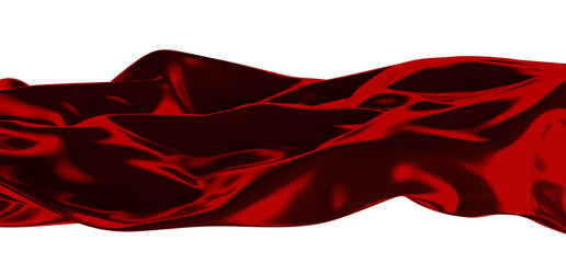 A close-up shot of red satin fabric in a flowing drape