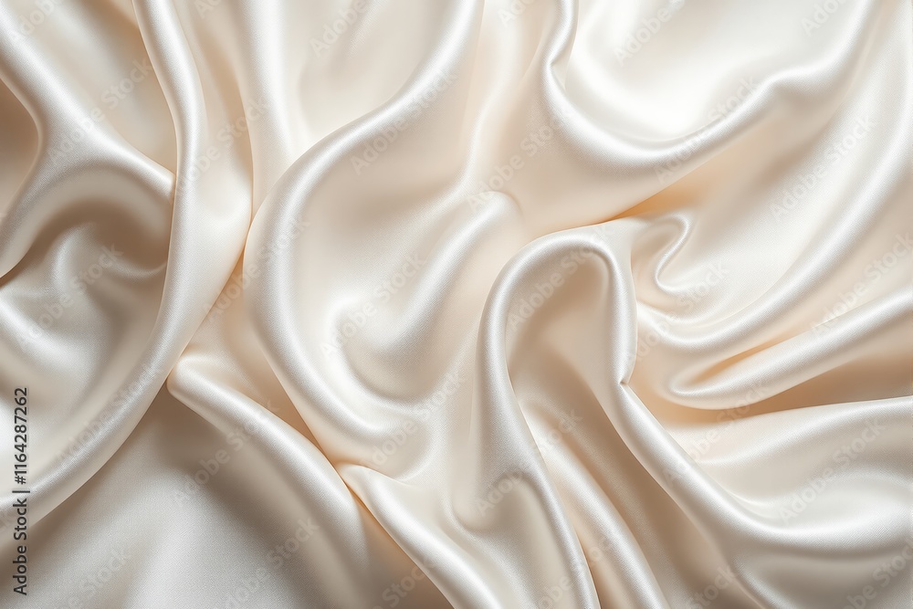 Poster soft ivory silk fabric with smooth folds and elegant texture.