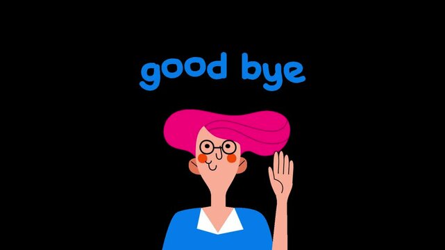 Good bye text animated cartoon retro style video minimalist Pattern animation background.mp4