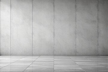 Empty gray tiled floor and concrete wall background for design concepts.