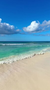 exotic turquoise sea and white sand beach and blue sky with sunshine