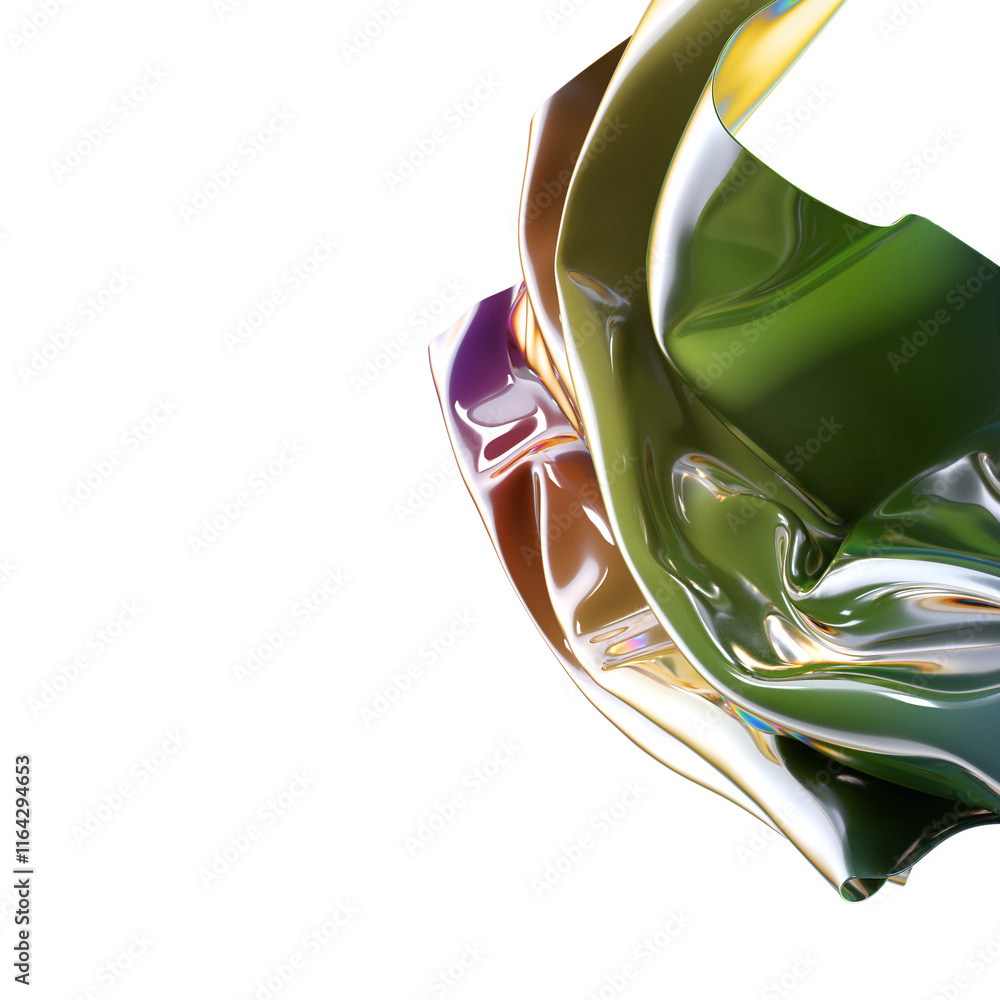 Poster a mesmerizing swirl of iridescent fabric catching the light in a vibrant display