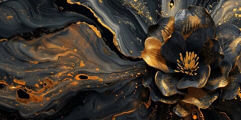 "Exquisite 3D Wallpaper for Wall Frames Featuring Fractal Flowers in Golden Tones, Showcasing Intricate Patterns and a Luxurious Aesthetic Perfect for Contemporary Interior Design"

