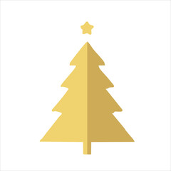 Fototapeta premium Golden minimalistic Christmas tree logo. Vector simple isolated illustration.