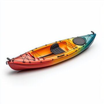 recommend clip art: A vibrant, multicolored kayak designed for outdoor adventure and water sports, perfect for summer activities.