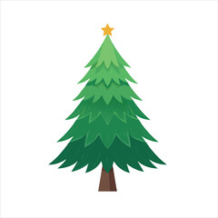 Obraz premium Green minimalistic Christmas tree logo. Vector simple isolated illustration.
