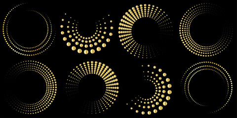 Set of Halftone circular dotted pattern design vector illustration