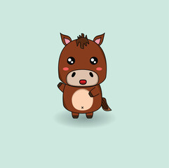 Cute flat cartoon horse. Vector illustration design. Eps 10.