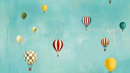   Hot air balloons with checkered patterns
