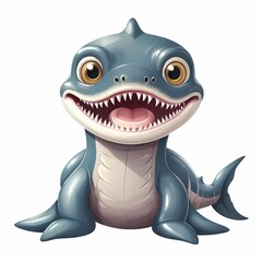 Unique frilled shark illustration on pure white