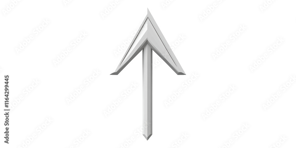 Poster silver arrow pointing upward isolated on transparent background
