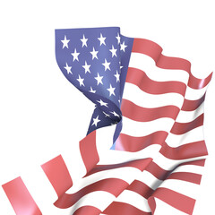 Obraz premium Waving American Flag Isolated on White