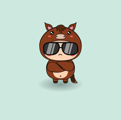 Cute flat cartoon horse. Vector illustration design. Eps 10.
