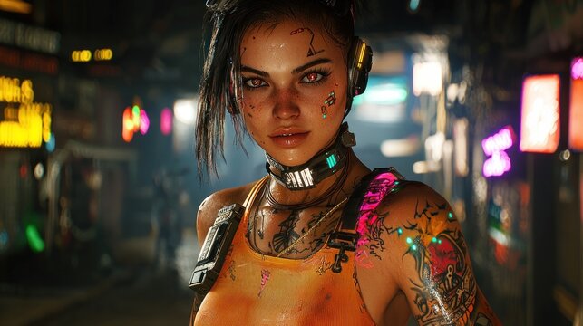 Cyberpunk 2077: Female Character Portrait in Night City