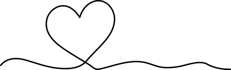 Hand drawn heart. Continuous seamless line art drawing.