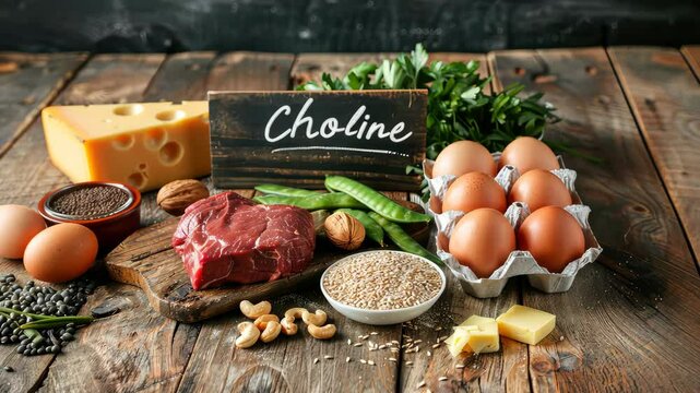 Choline is found in foods. Selective focus. nature.