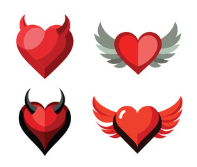 heart with horns set, togetherness forever infinity eternity