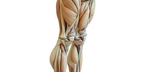Anatomical human leg muscle structure isolated on transparent background