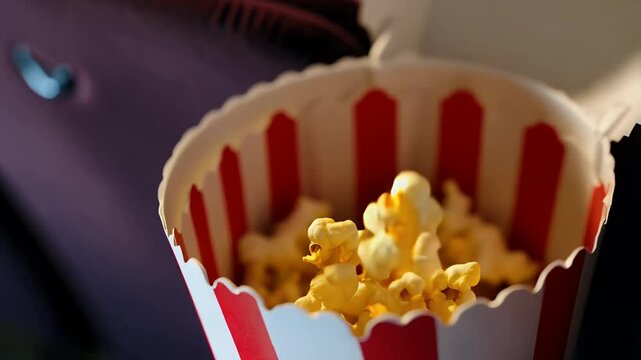 Enjoying fresh popcorn at a movie theater during a weekend evening