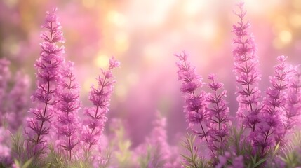 Fototapeta premium Pink Flowers Blooming in Soft Sunlight