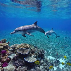 Fototapeta premium Underwater Dolphin Duo 