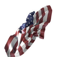 Waving American Flag Isolated on White