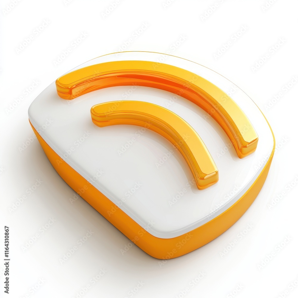 Aufkleber stylized orange rss feed icon with a glossy finish, representing digital connectivity and informatio