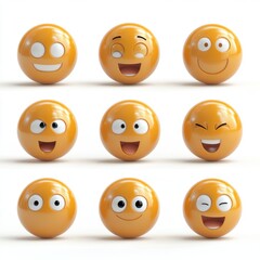 Obraz premium Colorful collection of happy emoji faces displaying various joyful expressions.