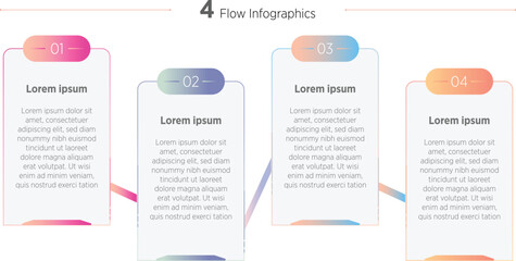 Business infographic template. 4 Step timeline journey. Process diagram, 4 options on white background, Infographics elements vector illustration.